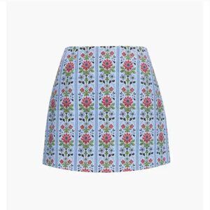 Hill House Hallie Skirt - Blue Floral Block Stripe Size XS NWT